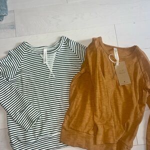 Childhoods clothing Striped Black and White Top and Solid brown Top
